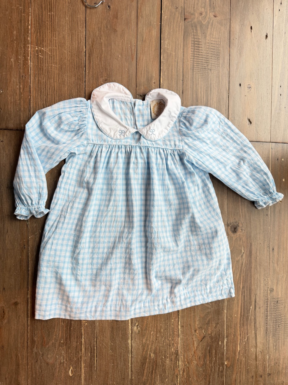 Beaufort Bonnet Company 4T Long Sleeve Maerin Fitz Frock Blue White Check Bows
